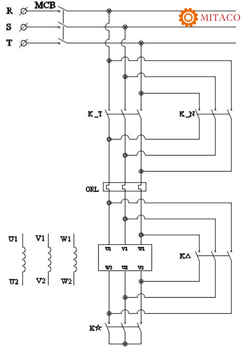 mạch đảo chiều động cơ 3 pha sao tam giác
