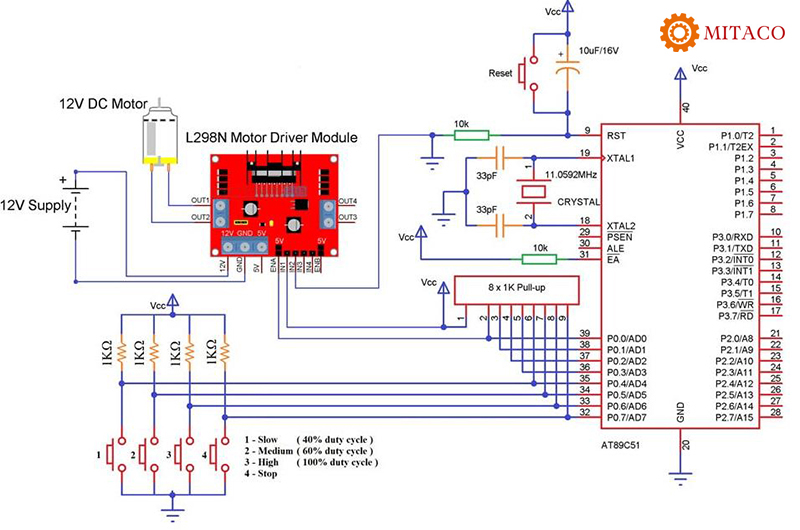  Mạch điều khiển tốc độ motor PWM DC