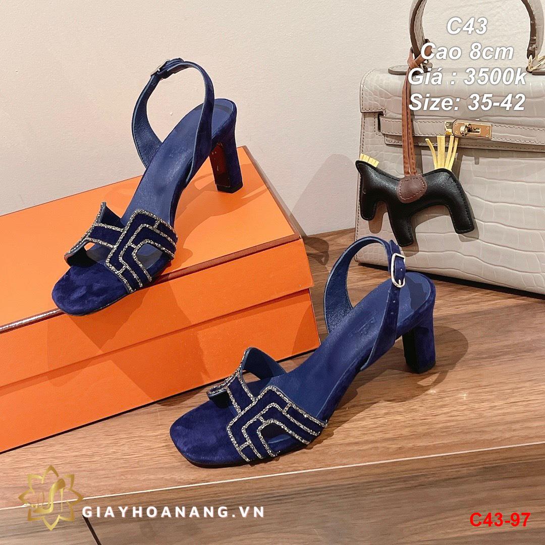 C43-97 Hermes sandal cao 8cm siêu cấp