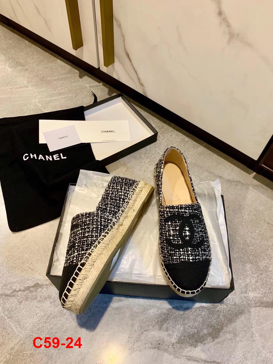 C59-24 Chanel giày lười đế cói siêu cấp
