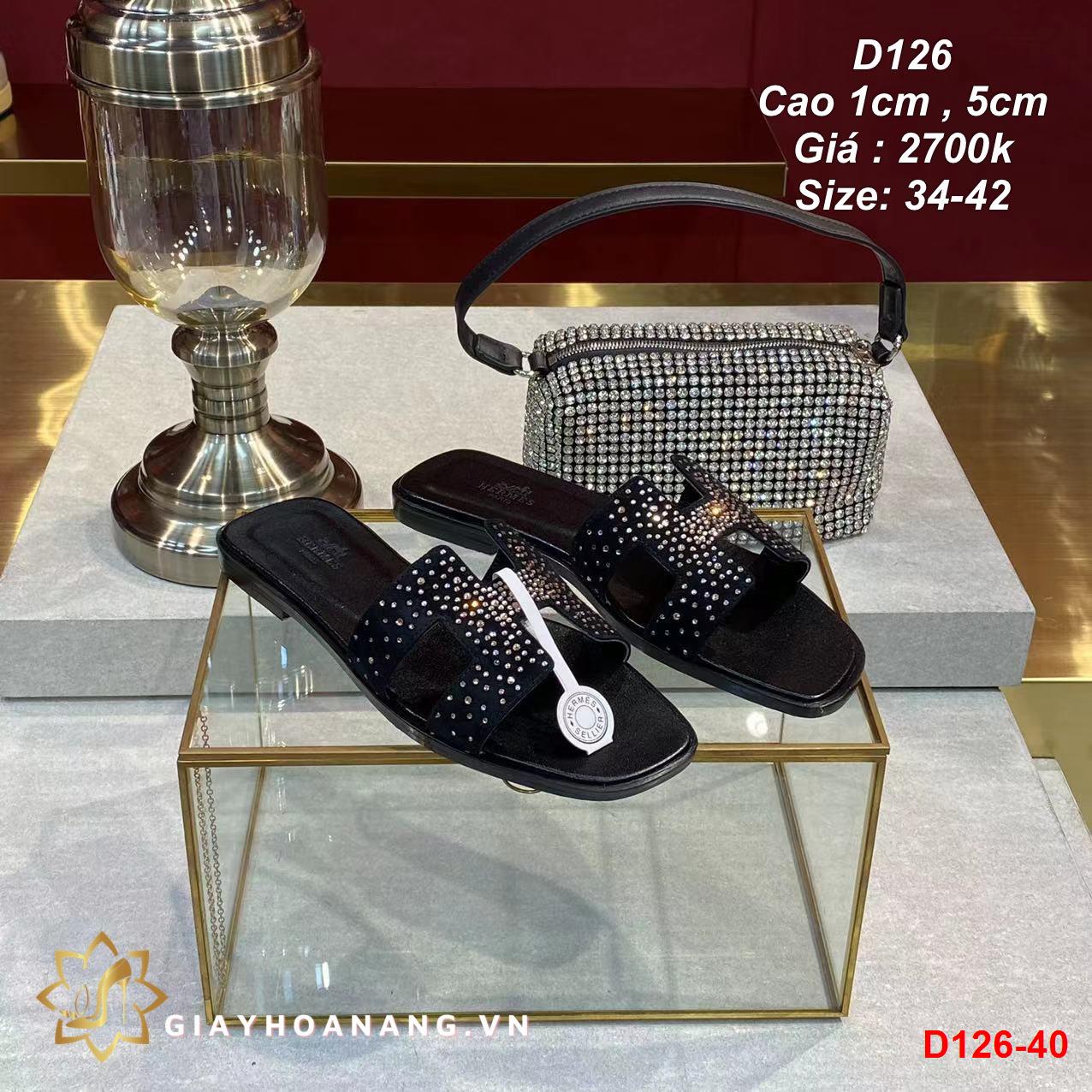 D126-40 Hermes dép cao 1cm , 5cm siêu cấp