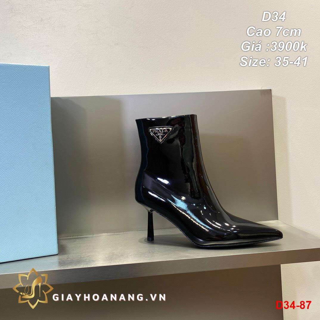 D34-87 Prada bốt cao 7cm siêu cấp