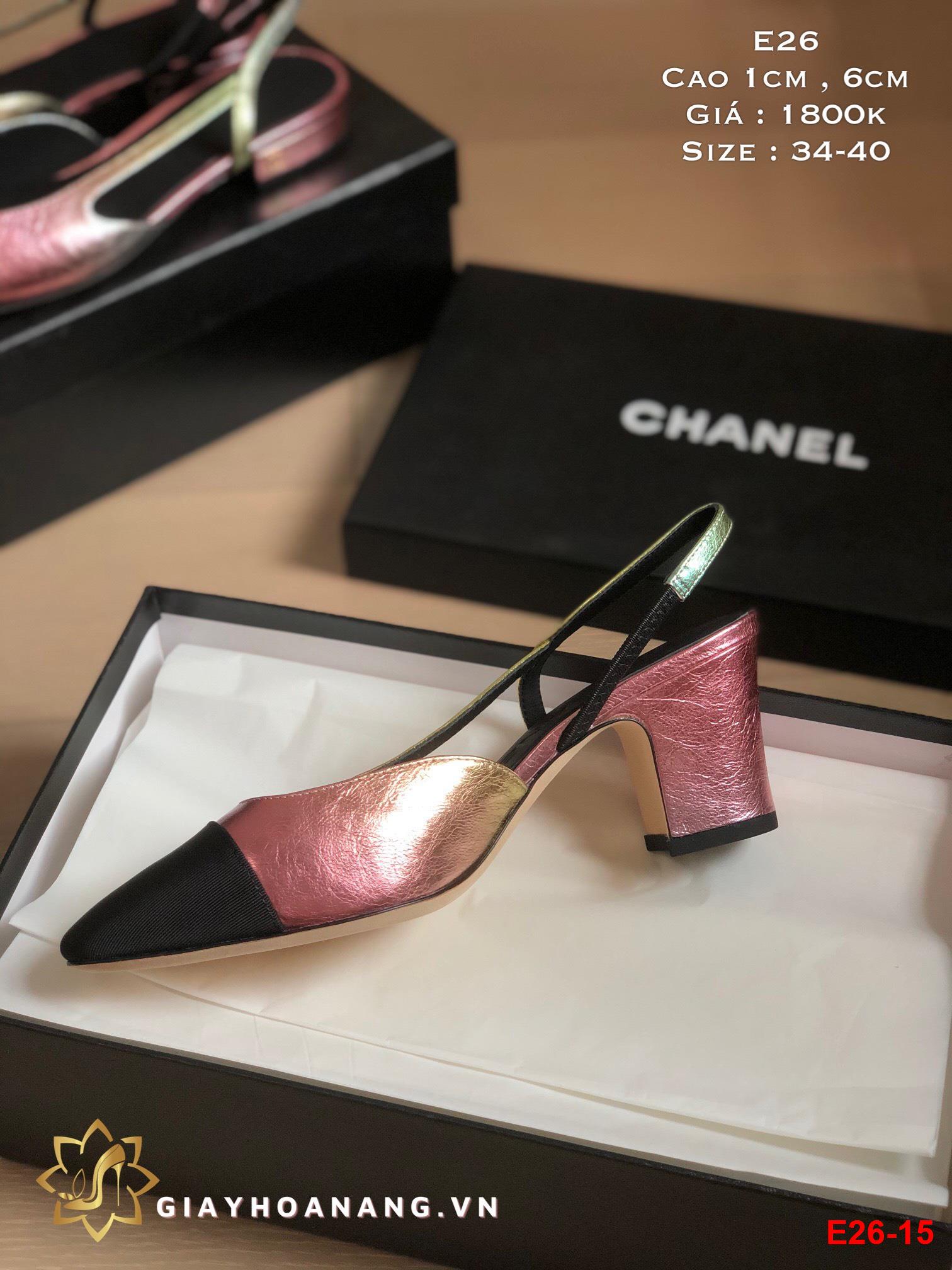 E26-15 Chanel sandal cao 1cm , 6cm siêu cấp