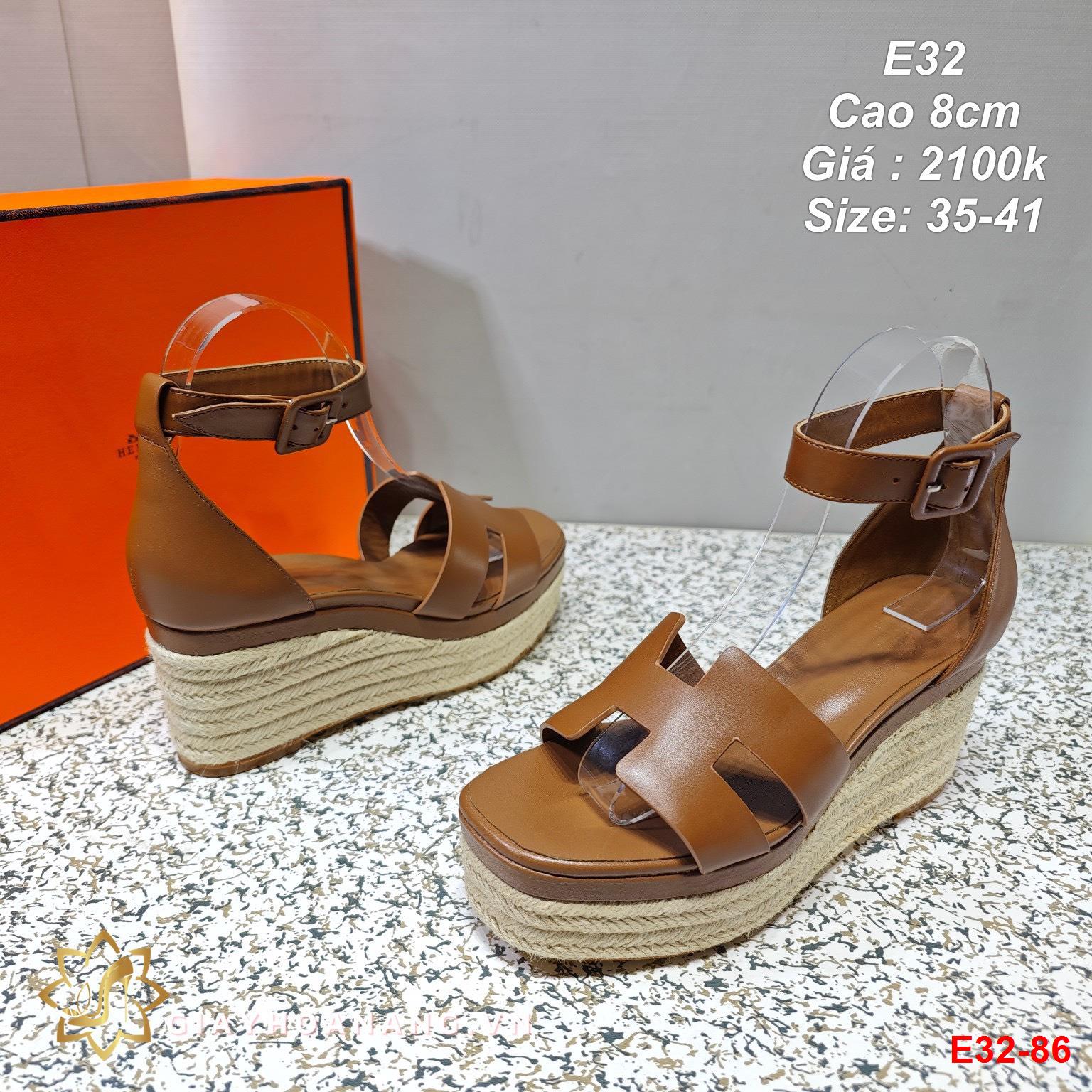 E32-86 Hermes sandal cao 8cm siêu cấp