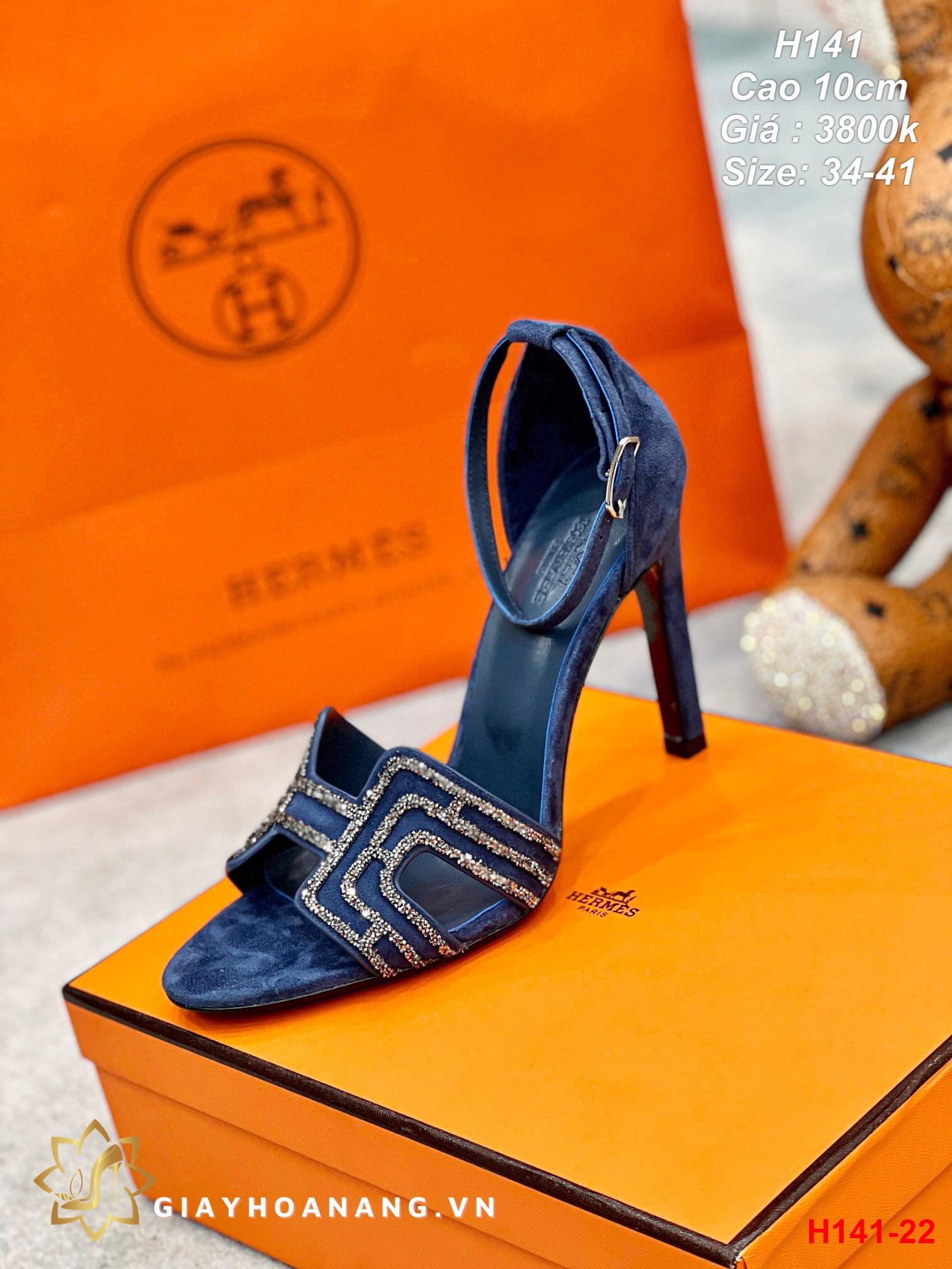 H141-22 Hermes sandal cao 10cm siêu cấp