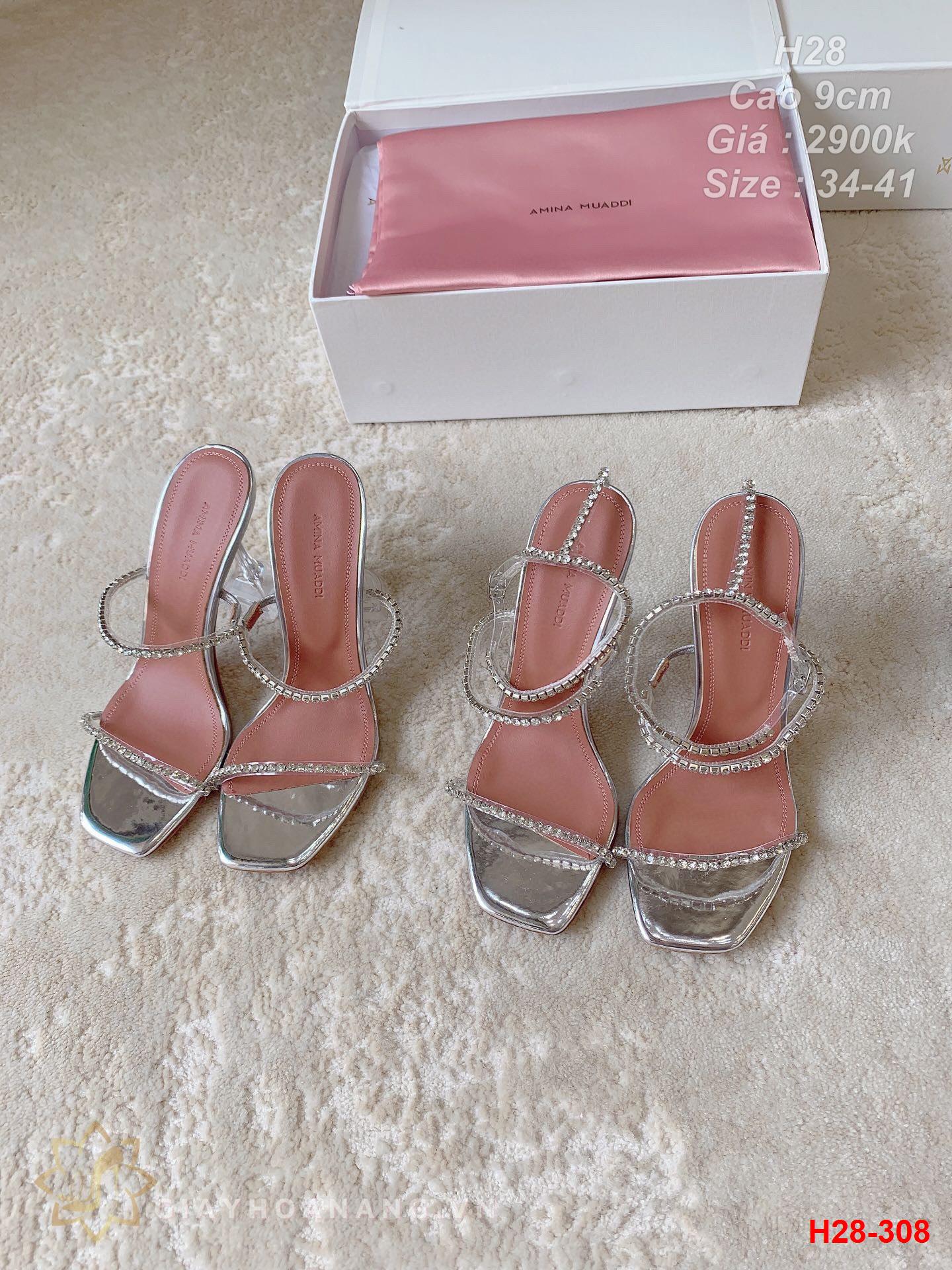 H28-308 Amina Muaddi sandal cao 9cm siêu cấp
