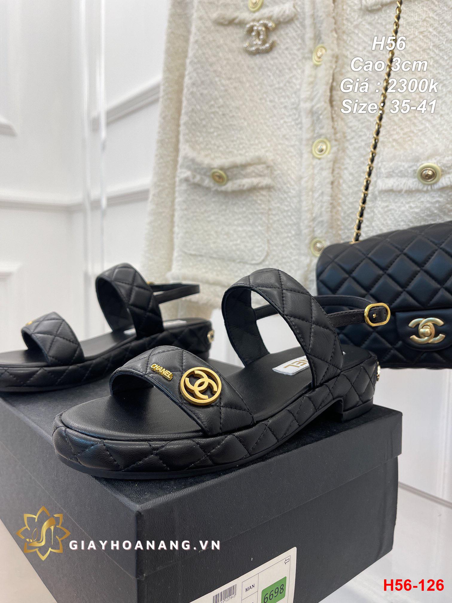 H56-126 Chanel sandal cao 3cm siêu cấp