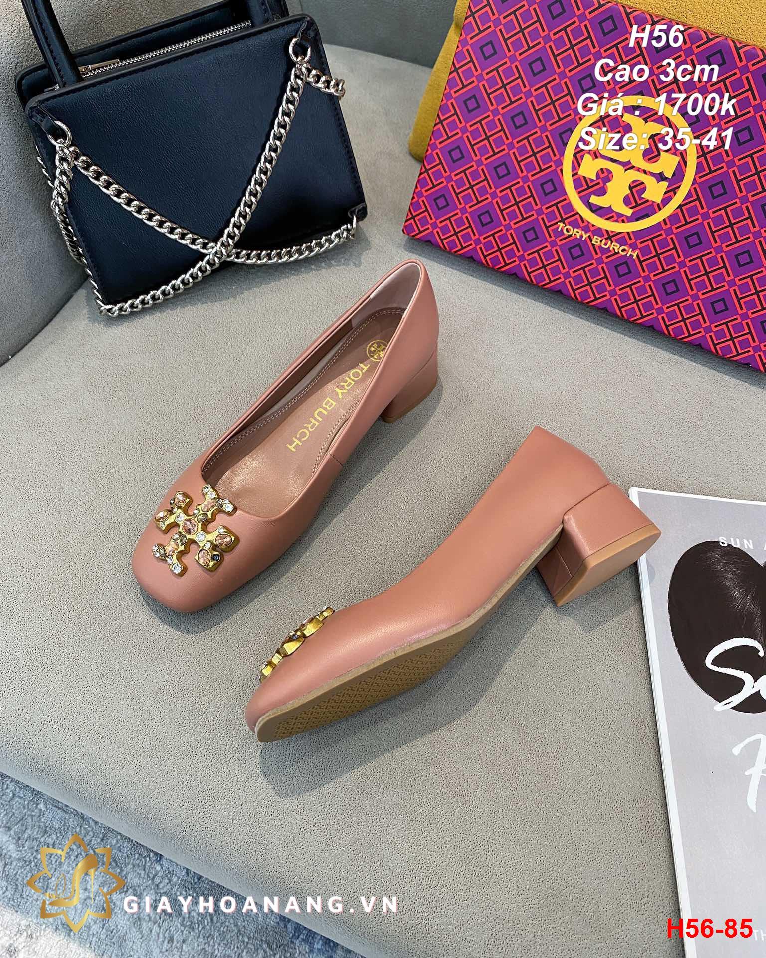 H56-85 Tory Burch giày cao 3cm siêu cấp