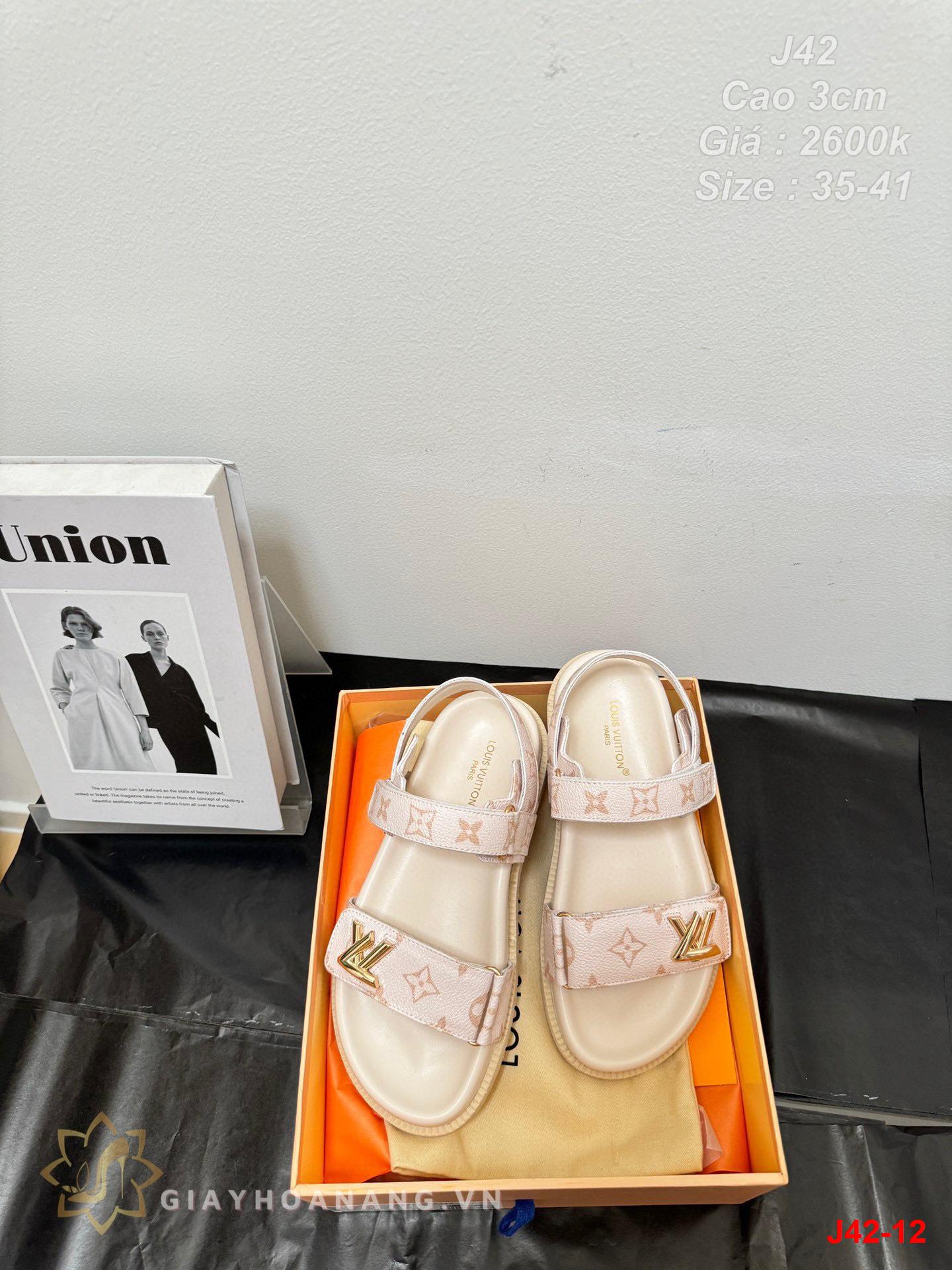 J42-12 Louis Vuitton sandal cao gót 3cm siêu cấp