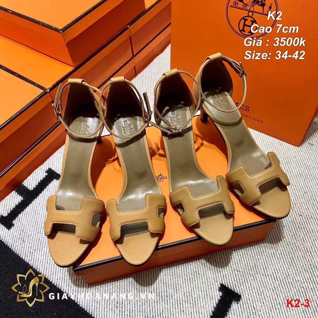 K2-3 Hermes sandal cao 7cm siêu cấp