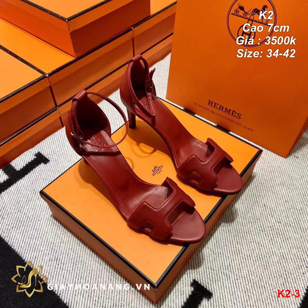 K2-3 Hermes sandal cao 7cm siêu cấp