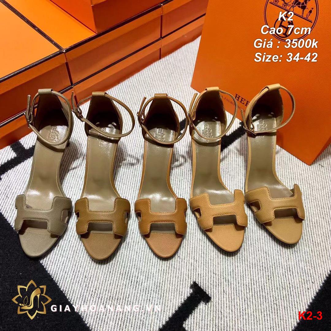 K2-3 Hermes sandal cao 7cm siêu cấp