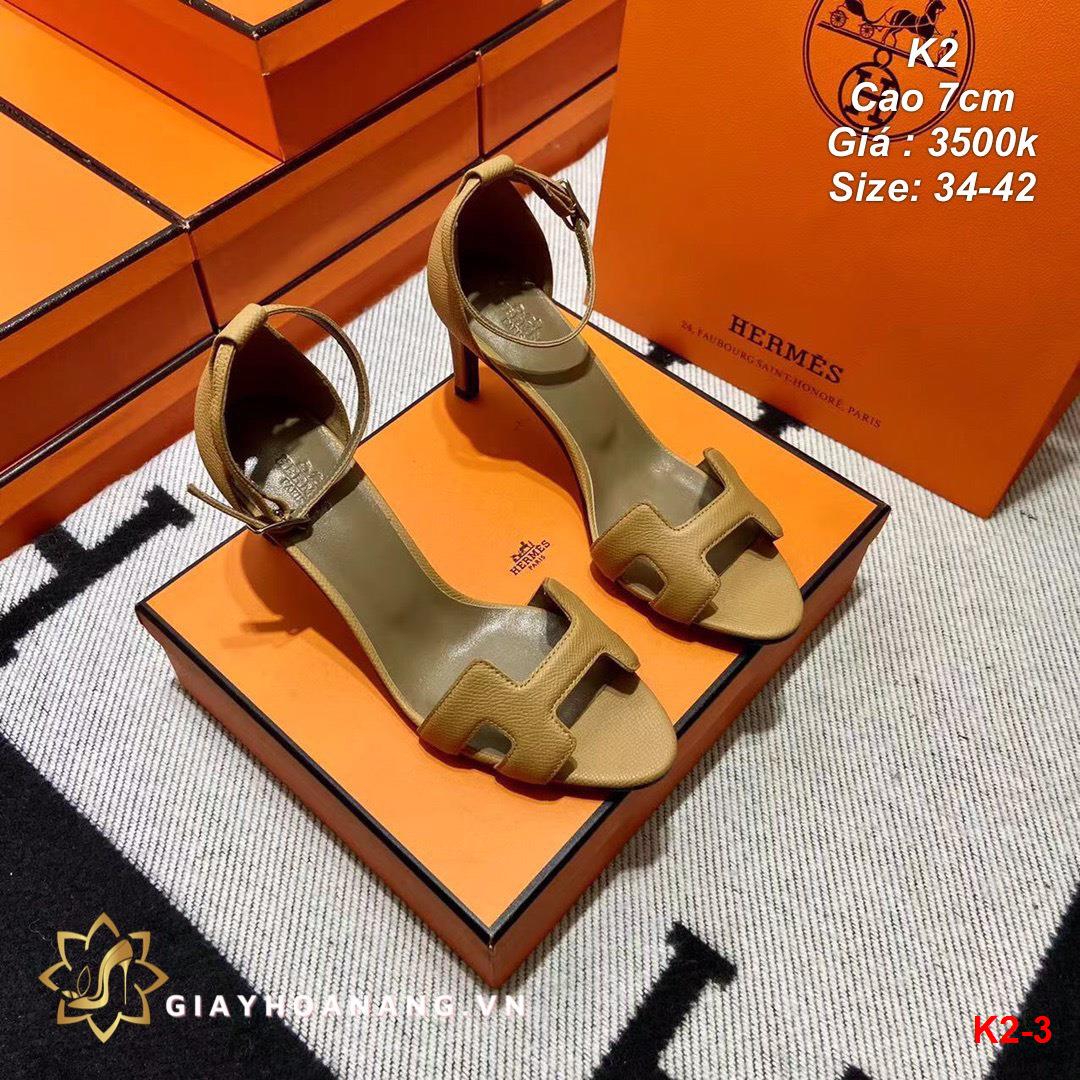 K2-3 Hermes sandal cao 7cm siêu cấp