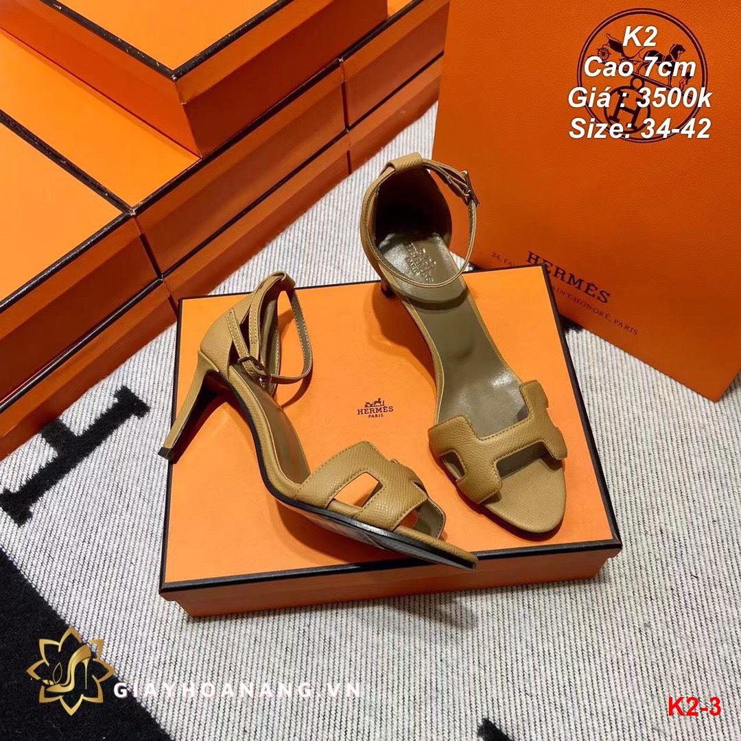 K2-3 Hermes sandal cao 7cm siêu cấp