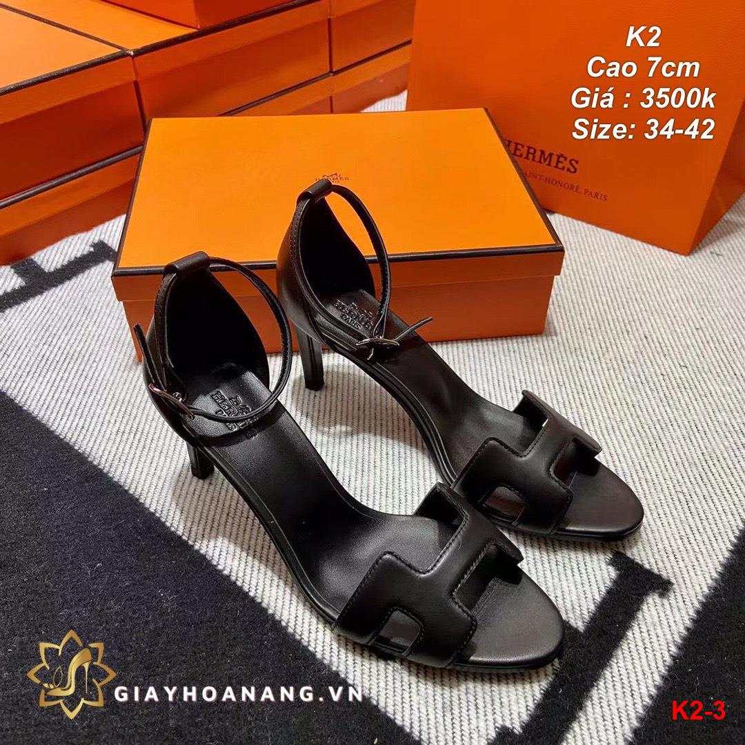 K2-3 Hermes sandal cao 7cm siêu cấp