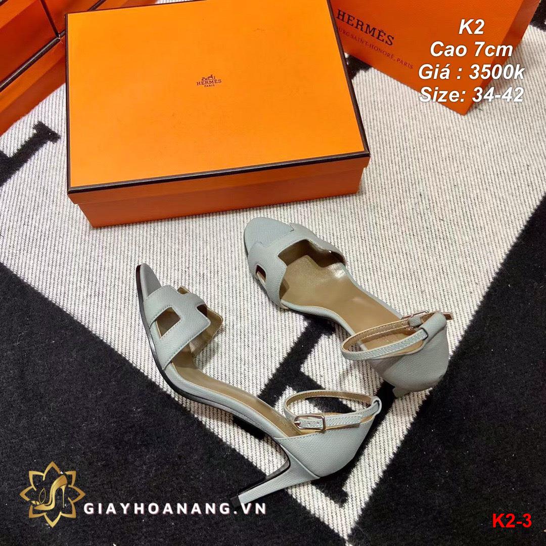 K2-3 Hermes sandal cao 7cm siêu cấp