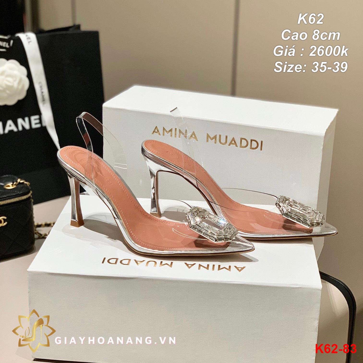 K62-83 Amina Muaddi sandal cao 8cm siêu cấp