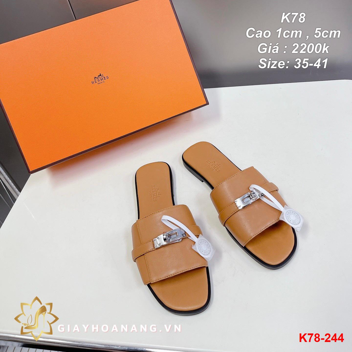 K78-244 Hermes dép cao 1cm , 5cm siêu cấp