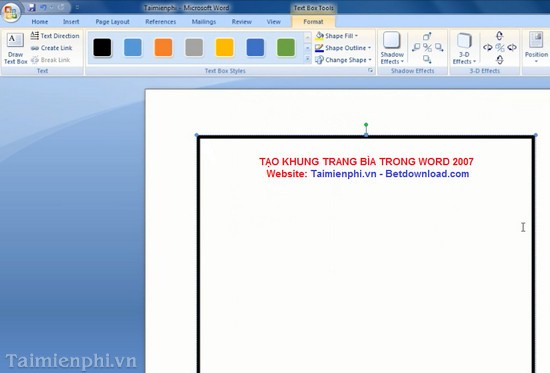 Hướng dẫn tạo khung trang bìa trong Word 2007