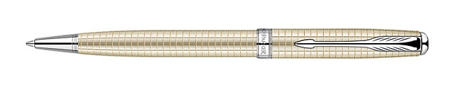 Bút bi Parker Sonnet sterling Silver (Bạc khối) cài trắng