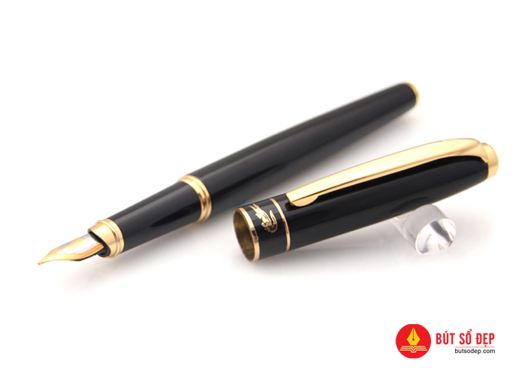 Bút máy cao cấp Crocodile 229FG(BK) thân đen cài vàng