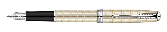 Bút máy Parker Sonnet sterling Silver (Bạc khối) cài trắng