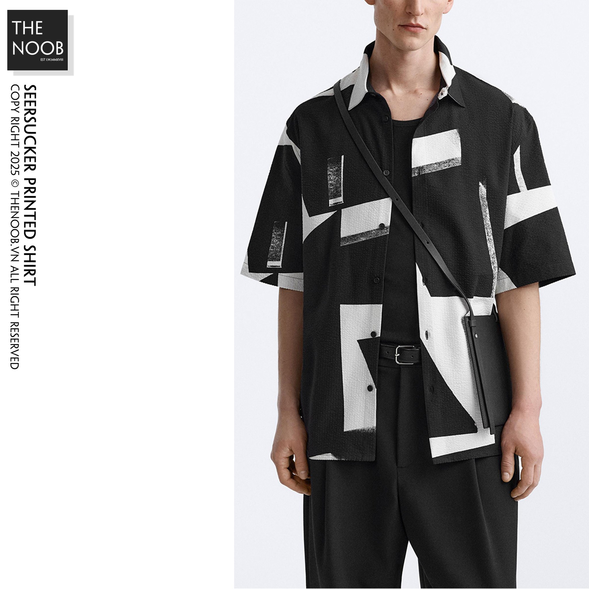 Z.R - Sơ Mi Cộc Tay Dáng Rộng Vải Vân Nổi - 2025SMD04