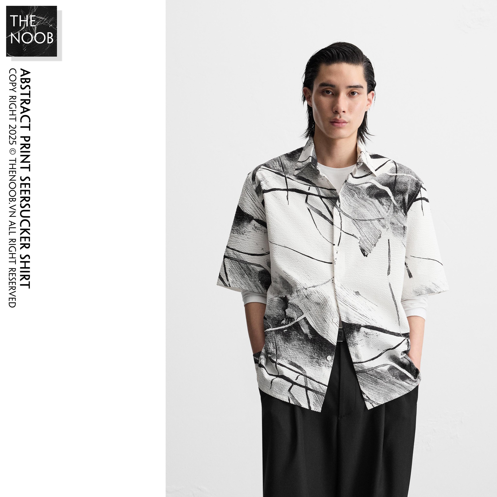 Z.R - Sơ Mi Cộc Tay Dáng Rộng Vải Vân Nổi - 2025SMD13