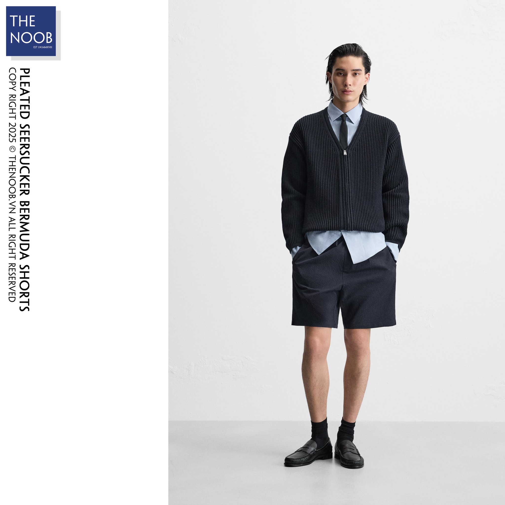 Quần Short Dáng Rộng Vải Vân Nổi 2025QS32 - Main Image