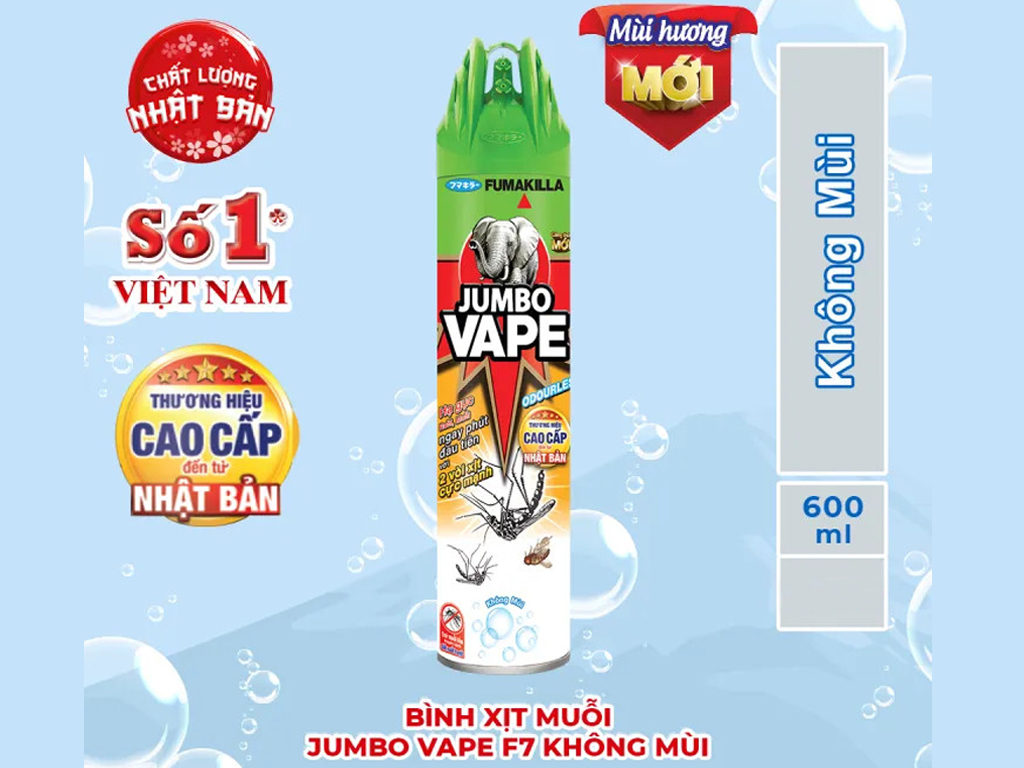Bình Xịt 660ml muỗi JUMBO VAPE -Hương Chanh an toàn
