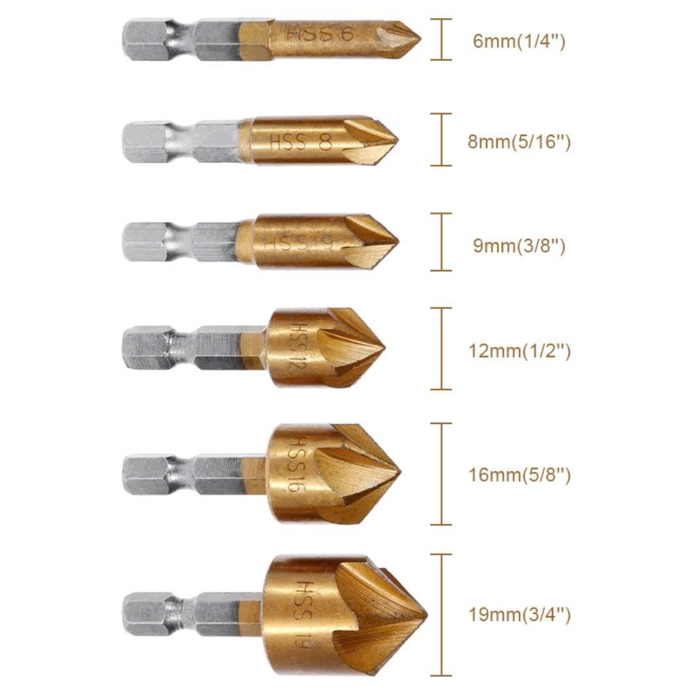 Bộ 6 Mũi Khoan Thân Lục Giác HSS 6mm-19mm, 1/4 inch