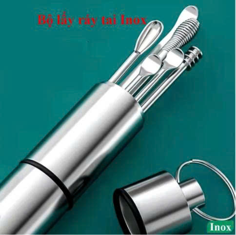 Bộ lấy ráy tai, bộ dụng cụ ngoáy tai chuyên nghiệp Inox kèm hộp