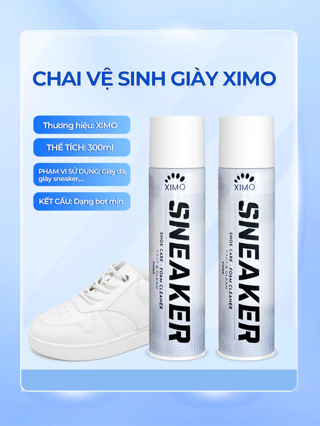 Chai Xịt Tạo Bọt Vệ Sinh Giày XIMO