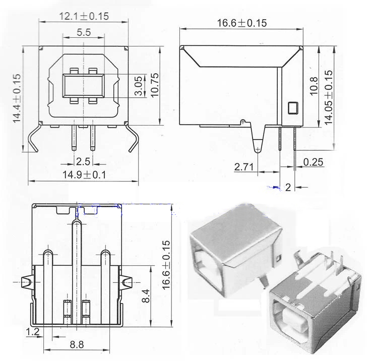 Đầu cái USB B BF máy in chân hàn