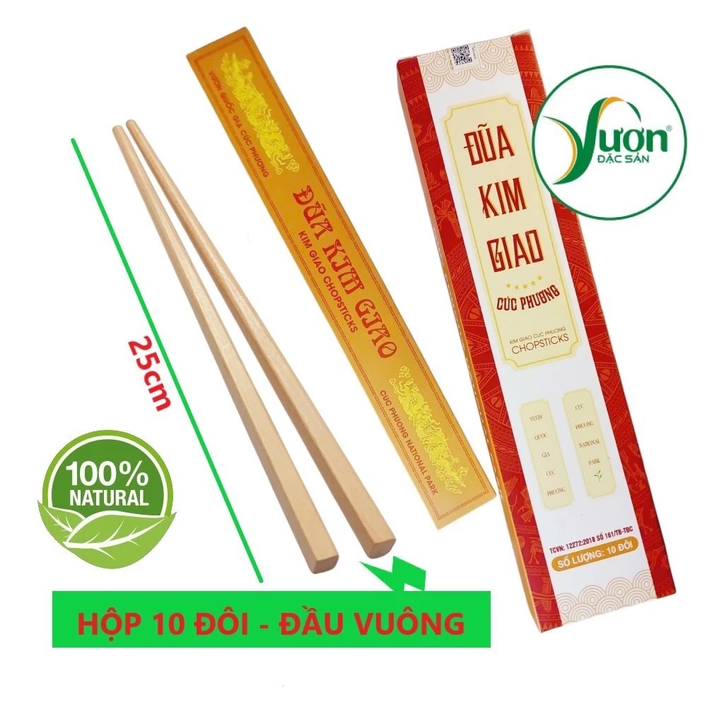 Đôi Đũa gỗ Kim Giao Cúc Phương (CHÍNH HÃNG-Dài 25cm)