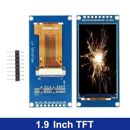 Màn hình hiển thị TFT 1.9 Inch IPS Mô-đun hiển thị màu LCD Cổng nối tiếp SPI Độ phân giải cao 170x320 ST7789 cho Arduino