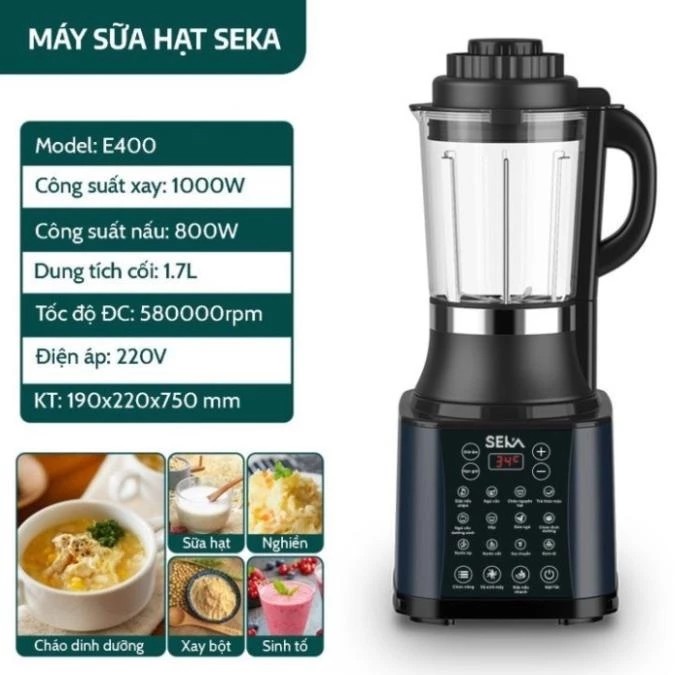 Máy làm sữa hạt SEKA E400 1700 ml, 14 chức năng công suất 1800w