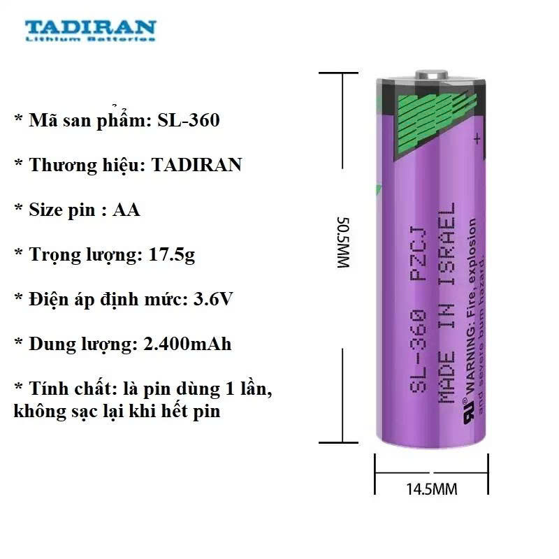 Pin Nuôi Nguồn TADIRAN TL-5903 SL-360  Size AA Lithium 3.6V 2.400mAh