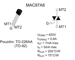 Triac MAC97A8 600V 0.8A chân cắm