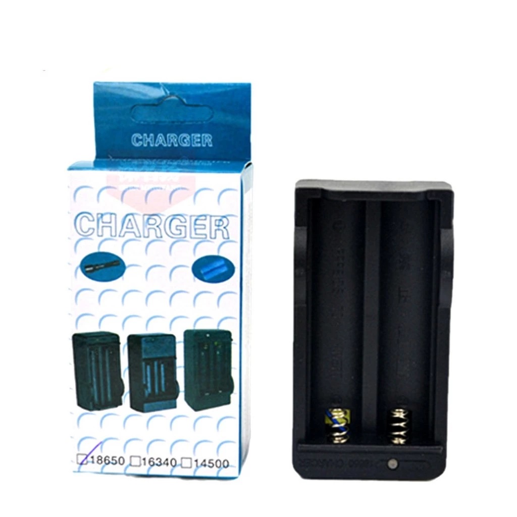 Bộ sạc 2 pin 18650 3.7-4.2V tự ngắt có đèn báo - cắm trực tiếp 220v