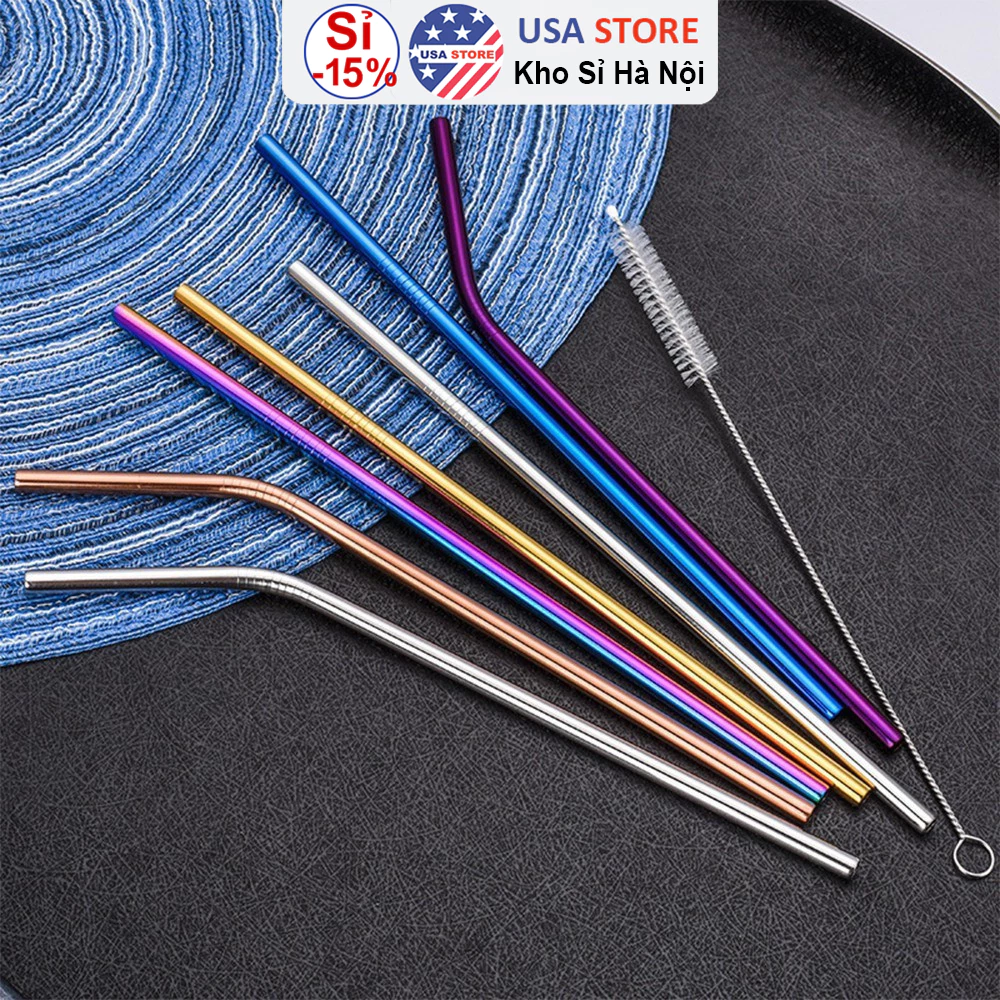 SET 4 Ống Hút Inox Thép Không Gỉ 304 Cao Cấp