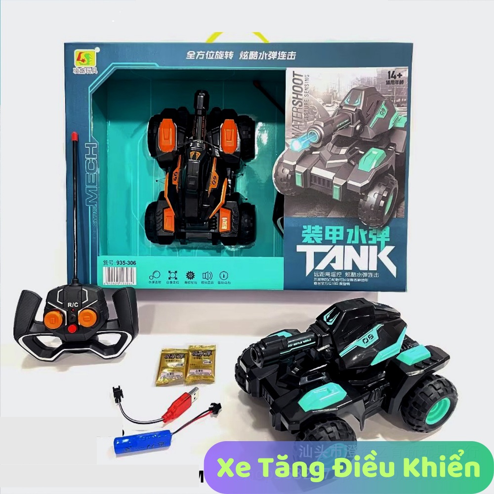 Xe tăng điều khiển từ xa bắn đạn có đèn và nhạc sinh động