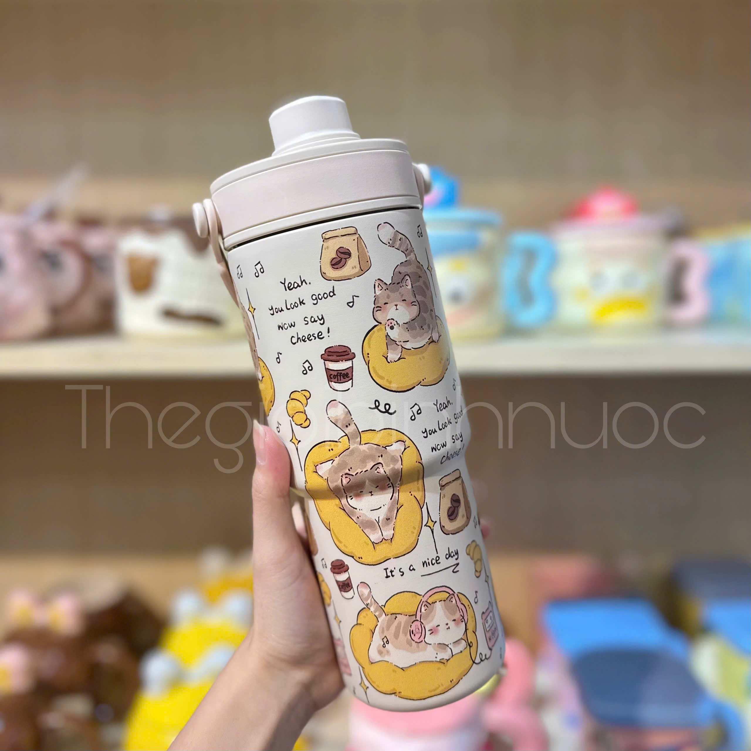 Ly Giữ Nhiệt Tráng Sứ Inox 316 Cao Cấp 735ML Tặng Kèm Ống Hút Thuỷ Tinh