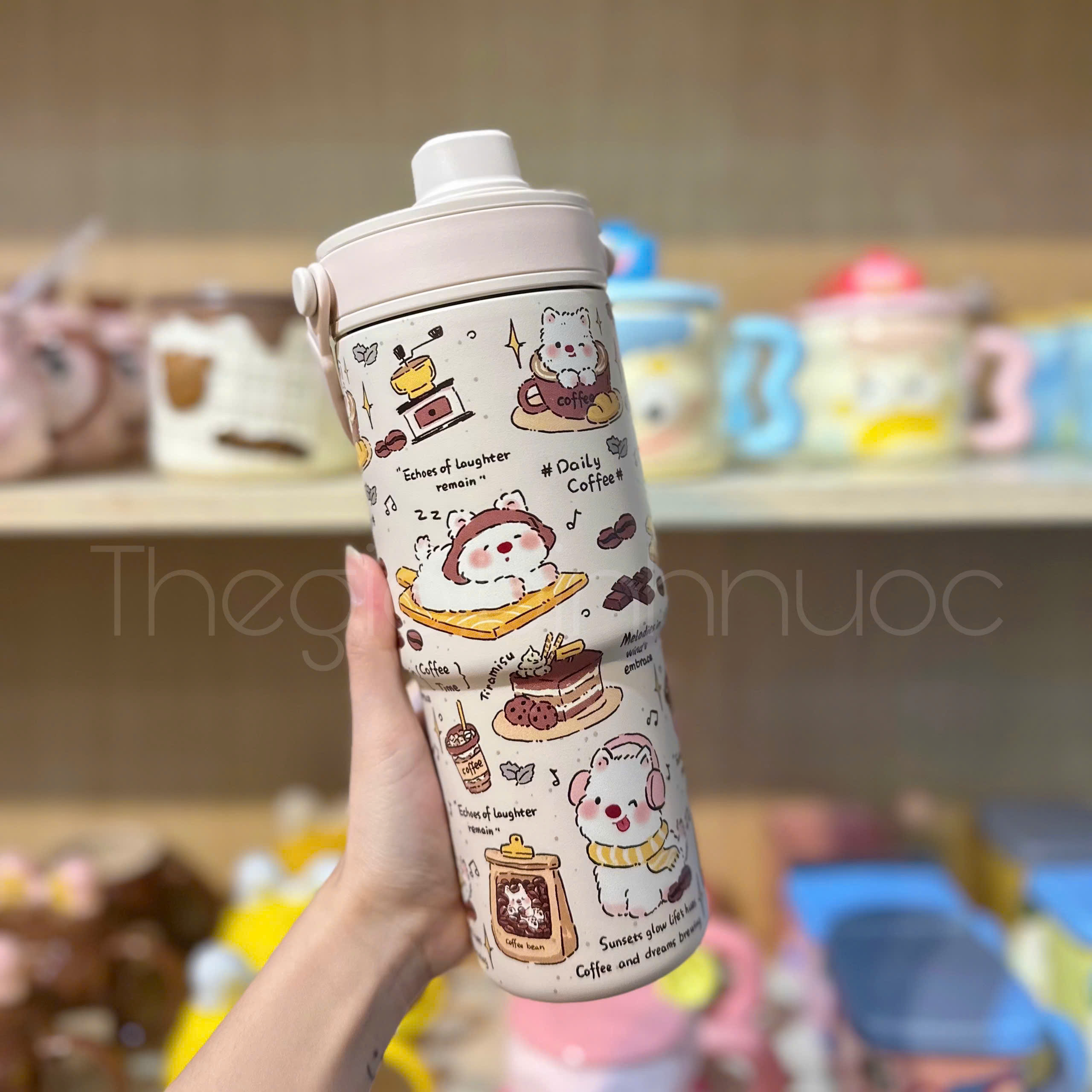 Ly Giữ Nhiệt Tráng Sứ Inox 316 Cao Cấp 735ML Tặng Kèm Ống Hút Thuỷ Tinh