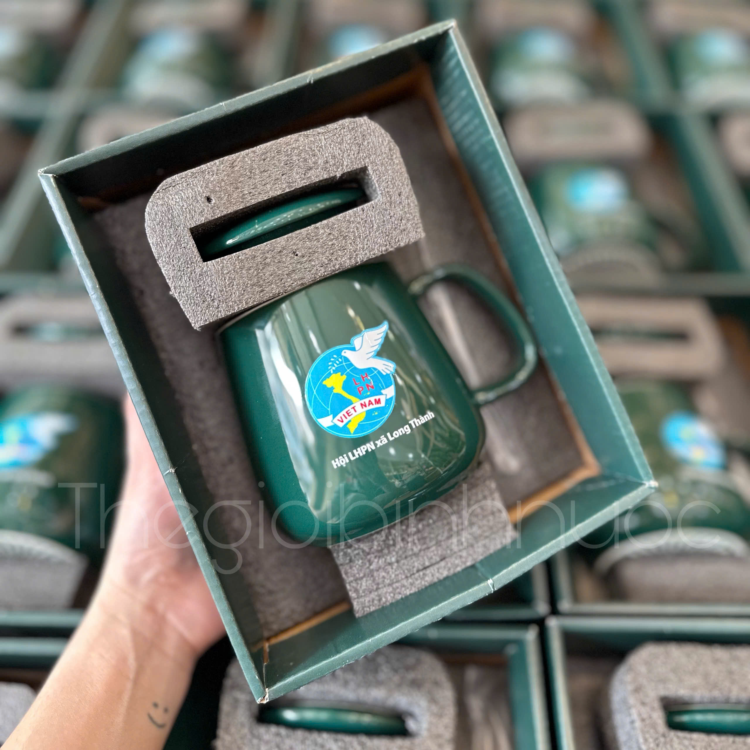 Sỉ In Logo Ly Cốc Sứ 350ML Kèm Hộp Muỗng