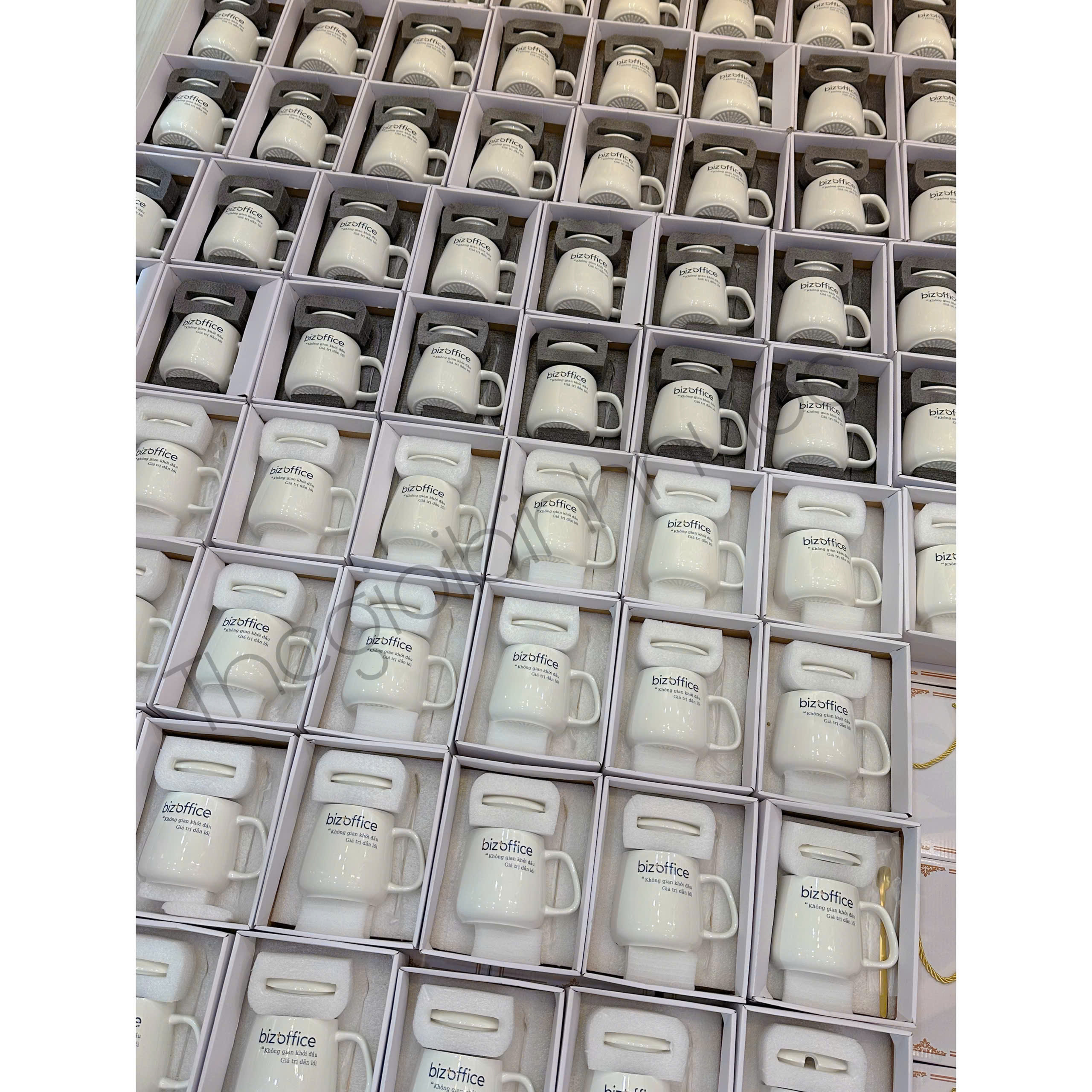 Sỉ In Logo Ly Cốc Sứ 350ML Kèm Hộp Muỗng