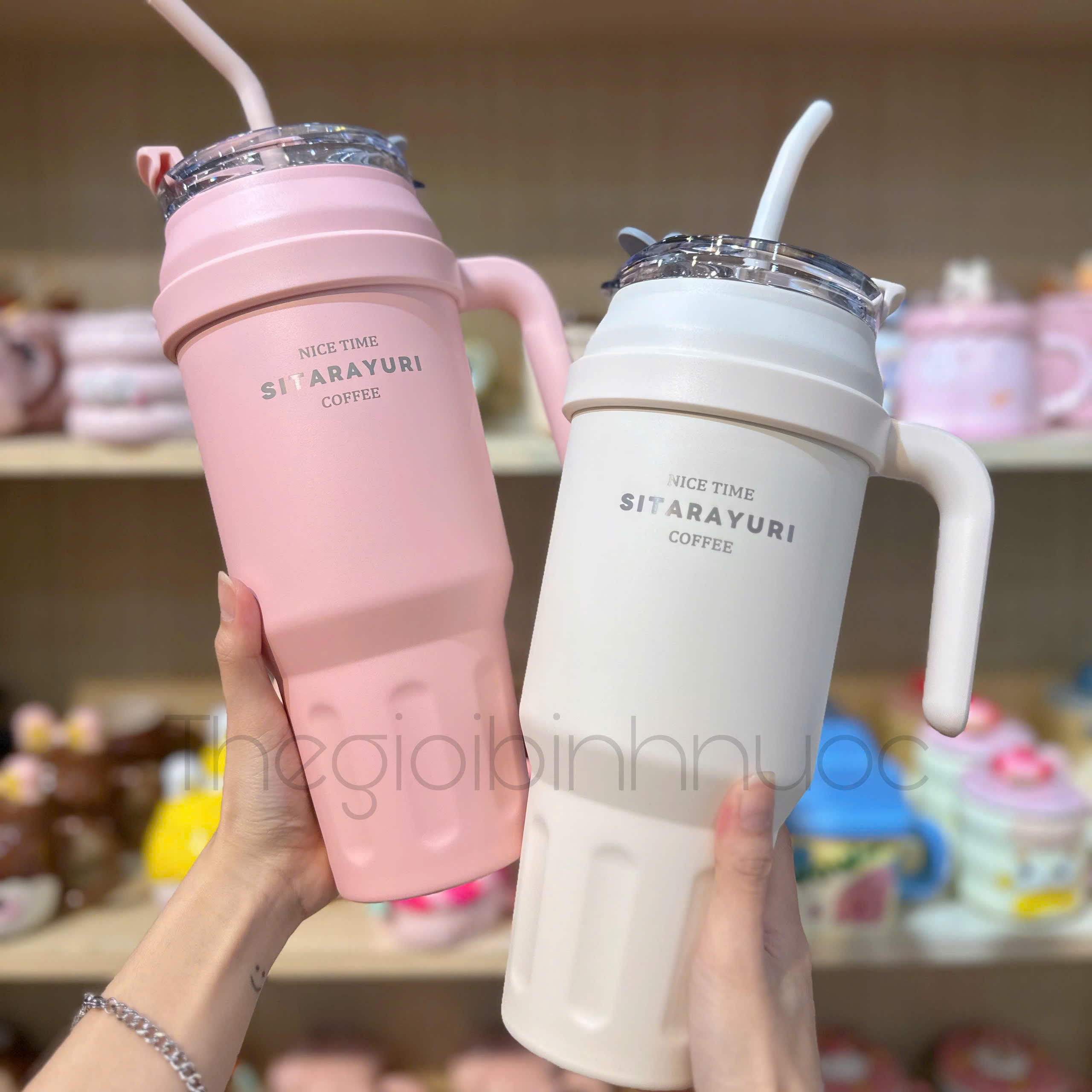 Ly Giữ Nhiệt Dung Tích Lớn 1L4 Tặng Kèm Ống Hút 