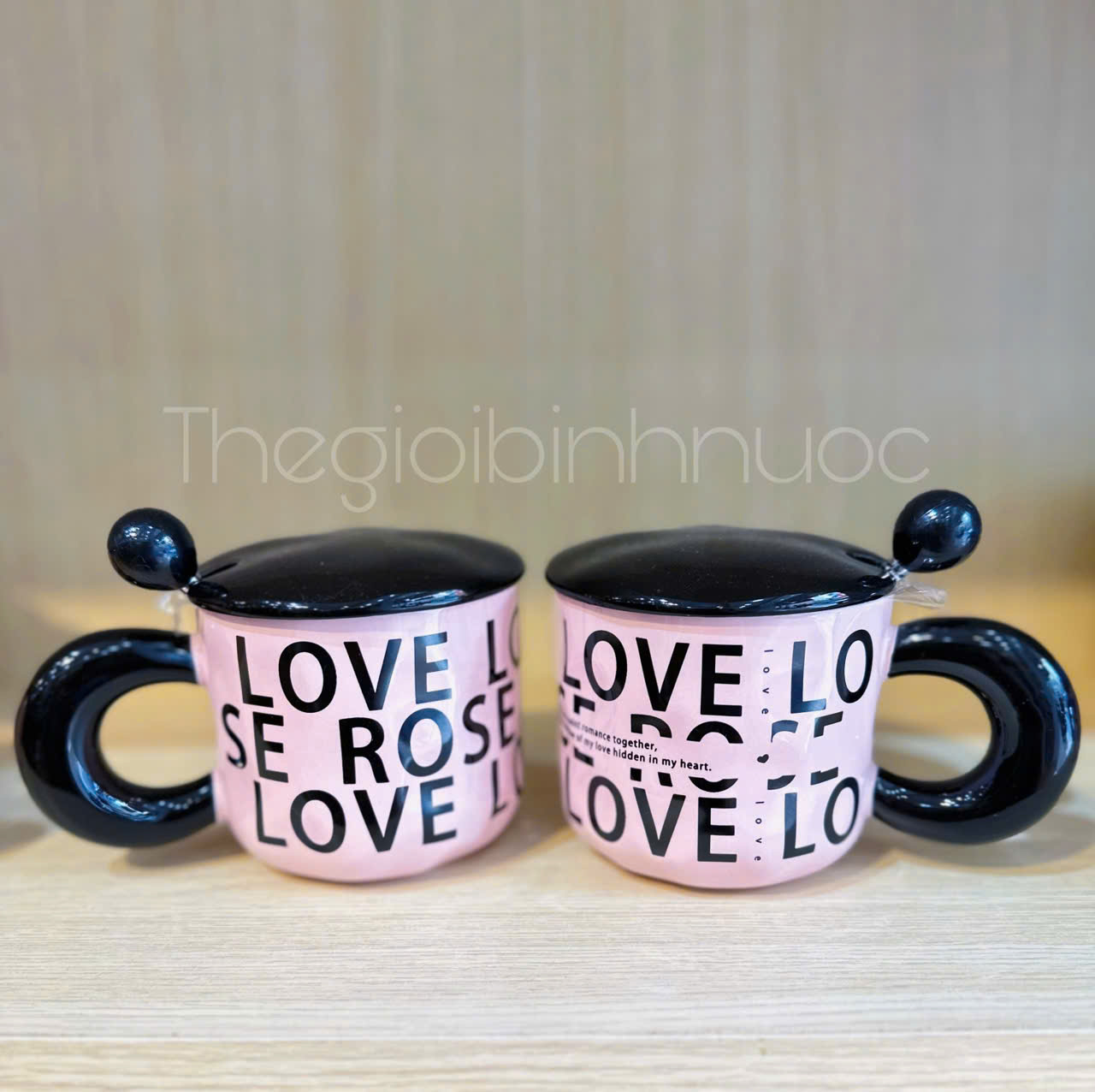 Ly Sứ LOVE 380ML Kèm Muỗng Dễ Thương