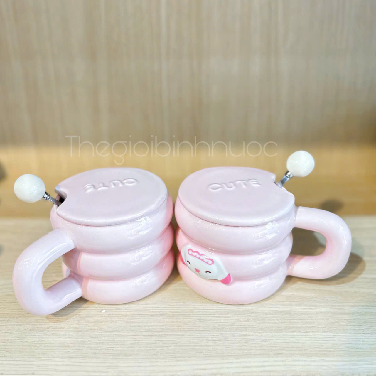 Ly Sứ Mèo Hồng 380ML Kèm Muỗng