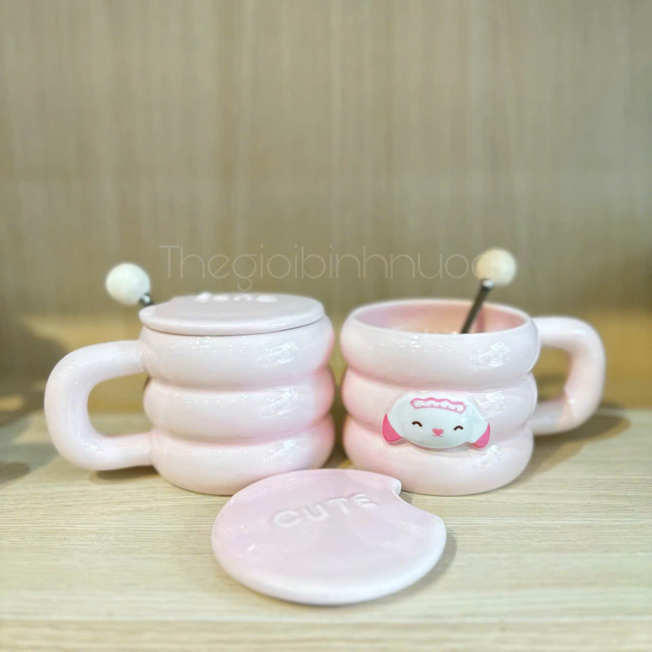 Ly Sứ Mèo Hồng 380ML Kèm Muỗng
